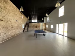 Grande salle avec table de ping-pong au Domaine des Hirondelles